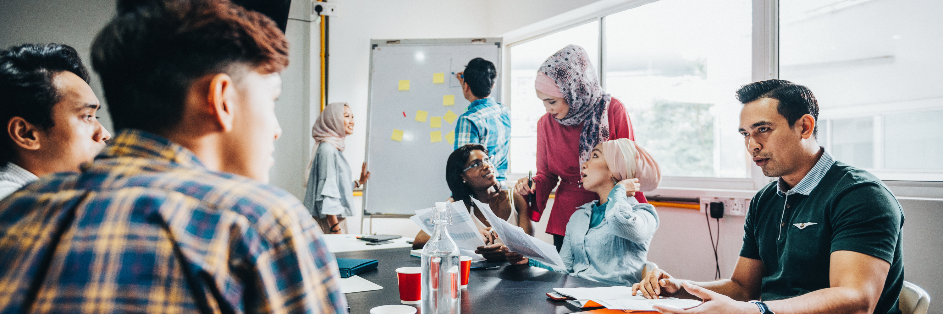 A group of people during a meeting.
